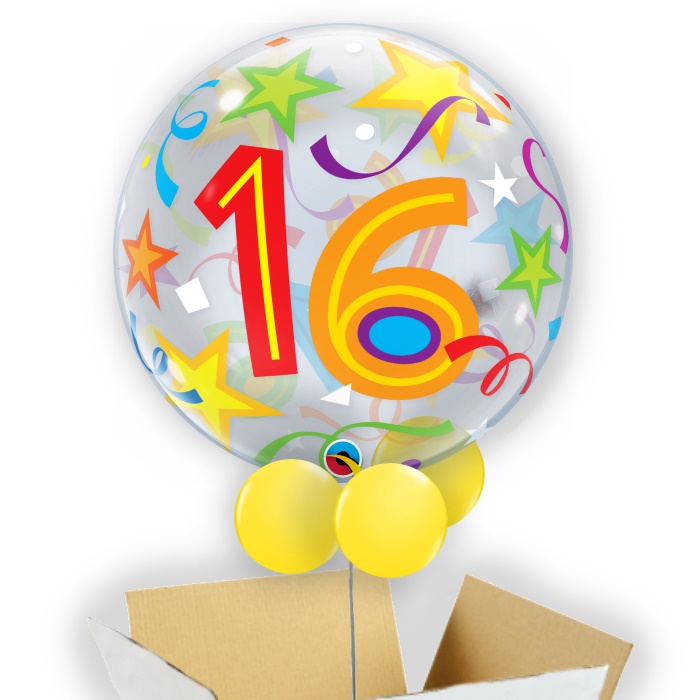 Colourful Stars 16th Birthday 22&#34; Bubble Balloon in a Box