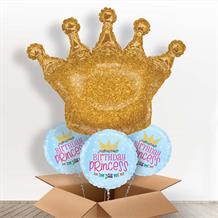 Gold Glittering Crown Giant Shaped Balloon in a Box Gift