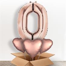 Rose Gold Giant Number 0 Balloon in a Box Gift