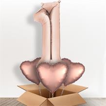 Rose Gold Giant Number 1 Balloon in a Box Gift