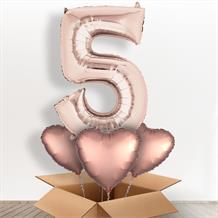 Rose Gold Giant Number 5 Balloon in a Box Gift