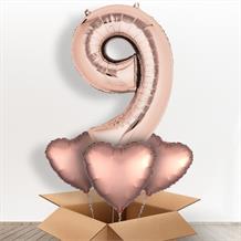 Rose Gold Giant Number 9 Balloon in a Box Gift