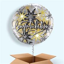 Silver and Gold Stars Congratulations 18" Balloon in a Box