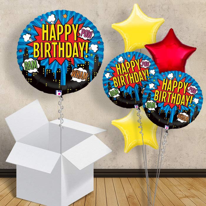 Superhero Happy Birthday 18&#34; Balloon in a Box