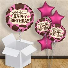 Yee-Haw Cowgirl Happy Birthday 18" Balloon in a Box