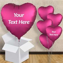 Personalisable Pomegranate Pink Heart Satin Luxe 18" Balloon in a Box
