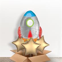 Space Rocket 29" Shaped Inflated Foil Balloon in a Box Gift