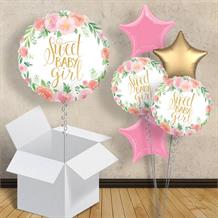 Floral Sweet Baby Girl Inflated 18" Foil Helium Balloon in a Box