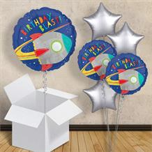 Space Rocket Birthday Blast Inflated 18" Foil Balloon in a Box