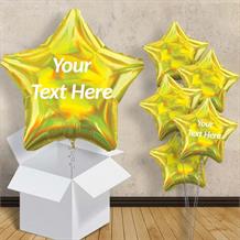 Personalisable Yellow Iridescent Star 18" Balloon in a Box