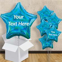 Personalisable Cyan Blue Iridescent Star 18" Balloon in a Box