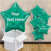 Personalisable Dark Green Iridescent Star 18" Balloon in a Box