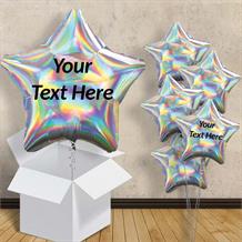 Personalisable Silver Iridescent Star 18" Balloon in a Box