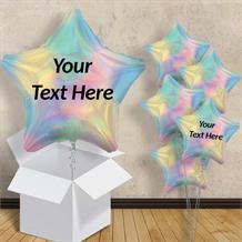 Personalisable Pastel Rainbow Iridescent Star 18" Balloon in a Box