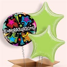 Congratulations Balloon in a Box Coloured Stars | Party Save Smile