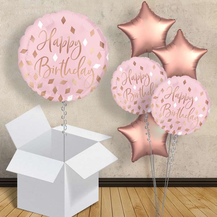 Rose Gold Blush Pink Happy Birthday 18" Balloon in a Box