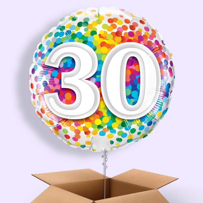 Colourful Confetti 30th Birthday 18&#34; Balloon in a Box