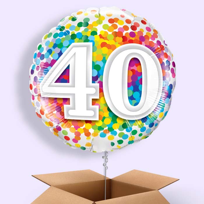 Colourful Confetti 40th Birthday 18&#34; Balloon in a Box