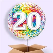 Colourful Confetti 20th Birthday 18" Balloon in a Box