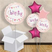 Pink Bunting Christening 18" Balloon in a Box