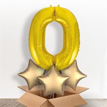 Gold Giant Number 0 Balloon in a Box Gift