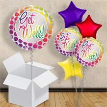 Get Well Rainbow Polka Dots 18" Balloon in a Box