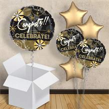 Congrats! Celebrate Black and Gold 18" Balloon in a Box