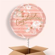 Congratulations Pink and Gold Floral 18" Balloon in a Box