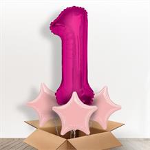 Pink Giant Number 1 Balloon in a Box Gift