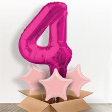 Pink Giant Number 4 Balloon in a Box Gift