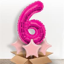 Pink Giant Number 6 Balloon in a Box Gift