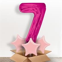 Pink Giant Number 7 Balloon in a Box Gift