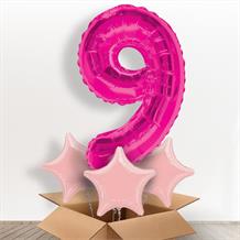 Pink Giant Number 9 Balloon in a Box Gift