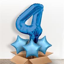 Blue Giant Number 4 Balloon in a Box Gift