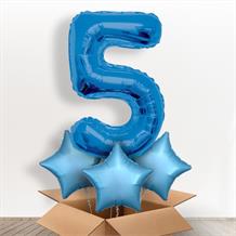 Blue Giant Number 5 Balloon in a Box Gift