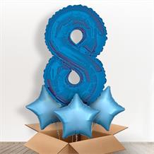 Blue Giant Number 8 Balloon in a Box Gift