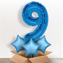 Blue Giant Number 9 Balloon in a Box Gift
