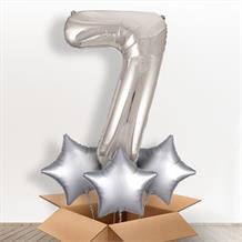 Silver Giant Number 7 Balloon in a Box Gift