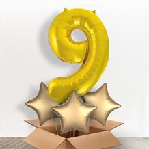 Gold Giant Number 9 Balloon in a Box Gift