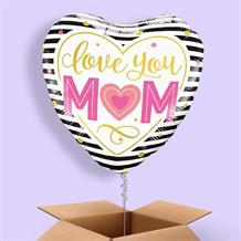 Love You Mum Heart Stripes 18" Balloon in a Box