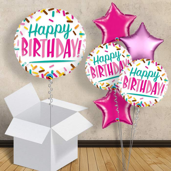 Doughnut Sprinkes Happy Birthday 18" Balloon in a Box