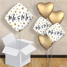 Mr and Mrs Gold Dots | Wedding 18" Balloon in a Box
