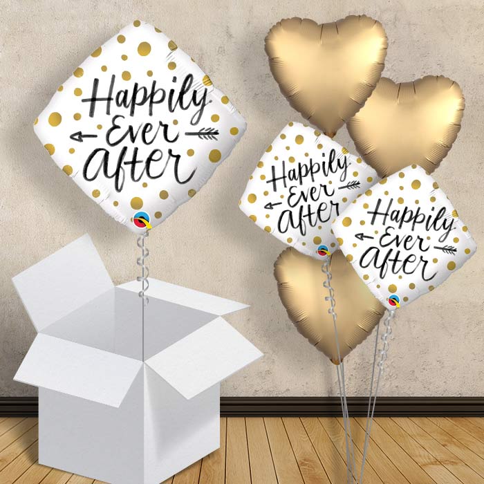Happily Ever After Gold Dots | Wedding 18&#34; Balloon in a Box