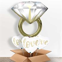 Diamond Wedding Ring Shaped Balloon in a Box Gift