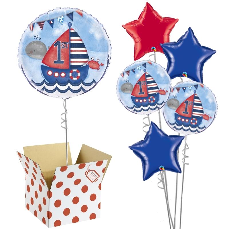 Nautical Boys 1st Birthday 18&#34; Balloon in a Box