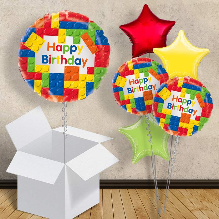 Building Brick Happy Birthday 18" Balloon in a Box