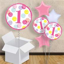 Pink Dots 1st Birthday 18" Balloon in a Box