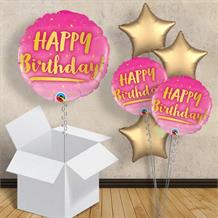Happy Birthday Pink and Gold 18" Balloon in a Box