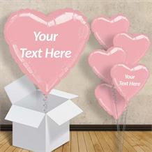 Personalisable Pastel Pink Metallic Heart 18" Balloon in a Box