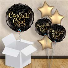 Congrats Grad Gold Doodles 18" Balloon in a Box
